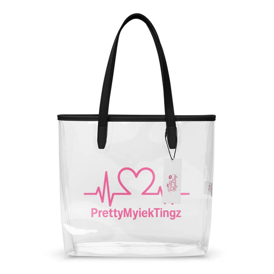 PrettyMyiek Heartbeat Clear Stadium Tote Bag - Black Handles PrettyMyiekTingz