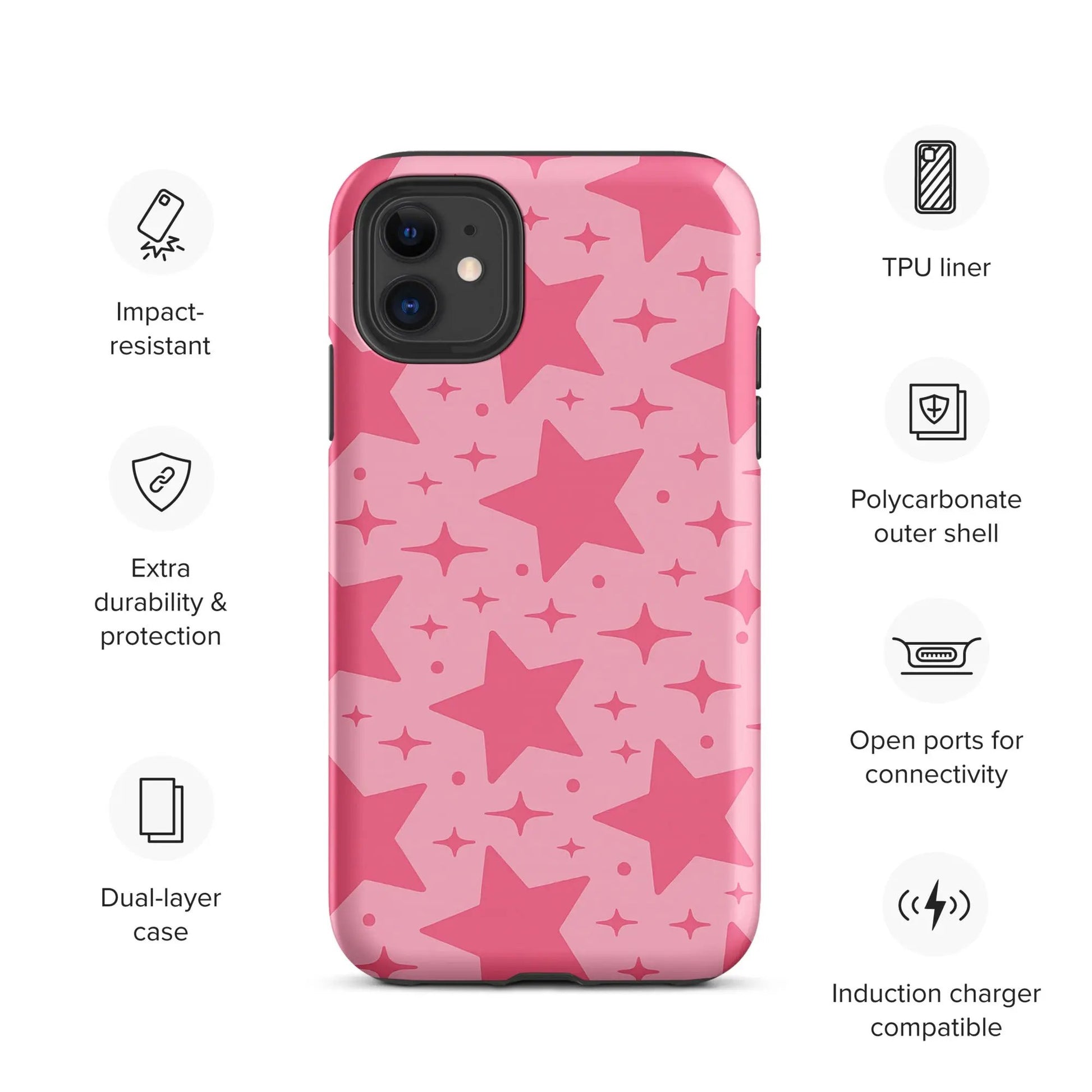 Hot Pink Star Tough iPhone Case- PrettyMyiekTingz PrettyMyiekTingz